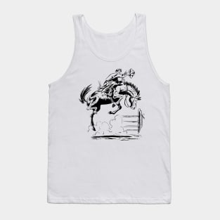 Cowboy  Jump Up Rodeo Taming Horse Western Retro Comic Tank Top